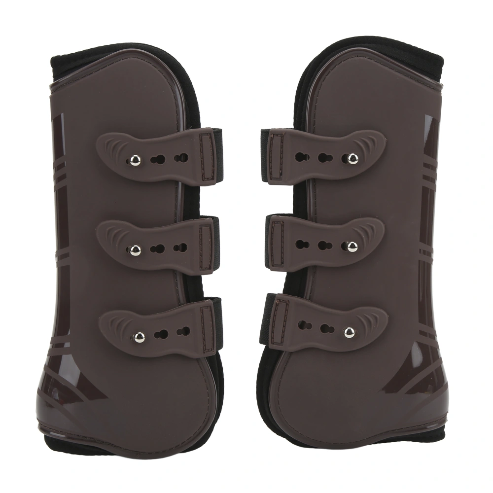 2pcs Horse Front Legs Guard PU Neoprene Horse Leg Protective Boots for Riding JumpingPair of Brown Front Legs L