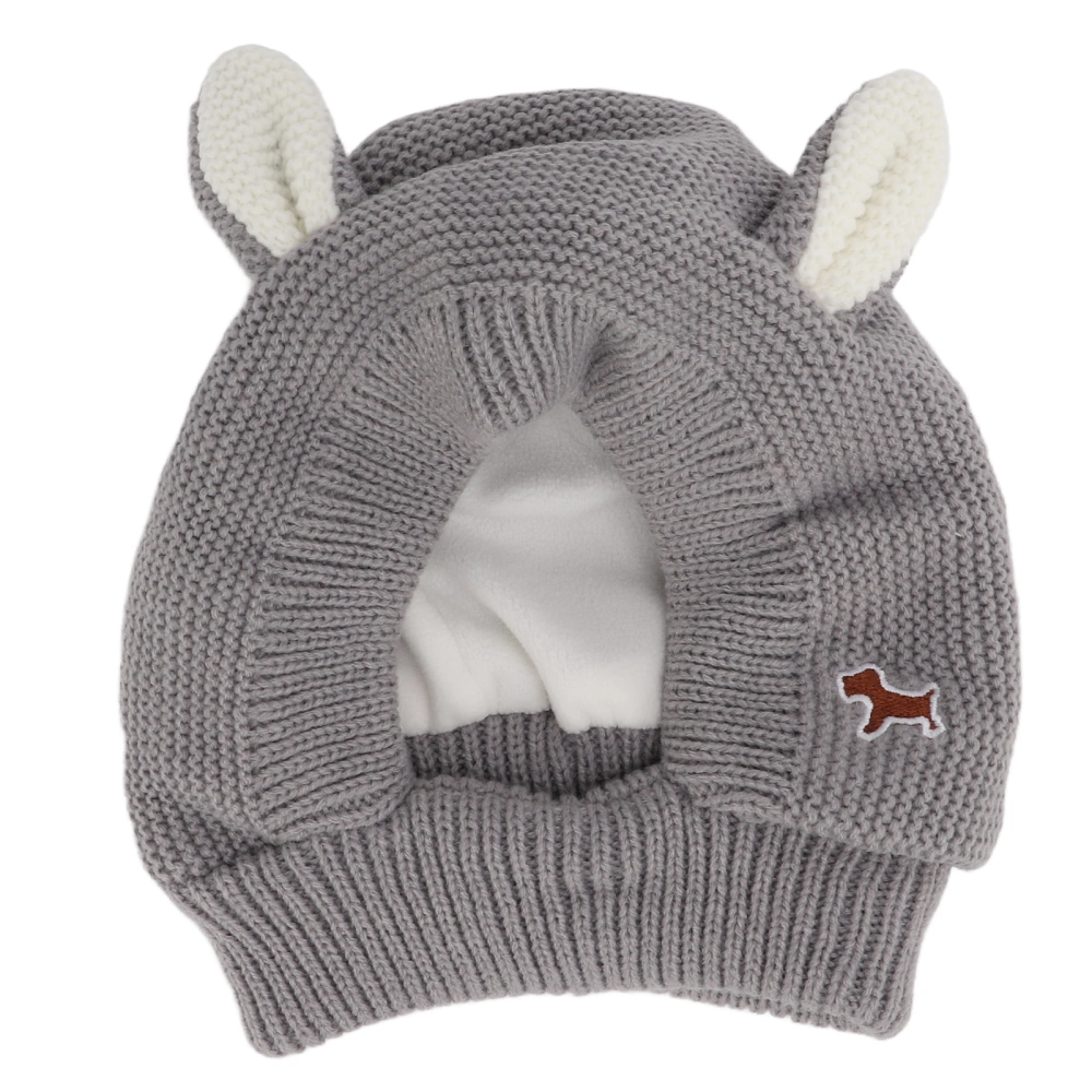 Knitted Rabbits Ear Pet Hat Noise Protection Warm Dog Grooming Earmuffs Hat for Large DogsGrey