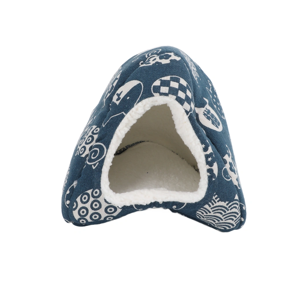 Winter Warm Hamster Bed Windproof Cozy Small Pet Cave Bed for Chinchilla Guinea Pig Hedgehog Ferret20x20x20 / 7.9x7.9x7.9in Blue Cat Head