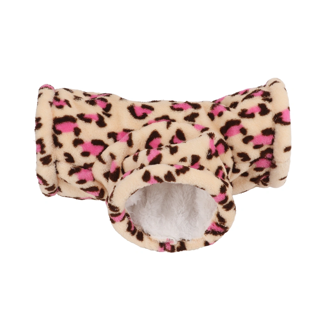 Hamster 3 Way Tunnel Honey Bag Flying Guinea Pig Hedgehog Winter Warm 3 Way Tunnel ToyPink Leopard Tee Large