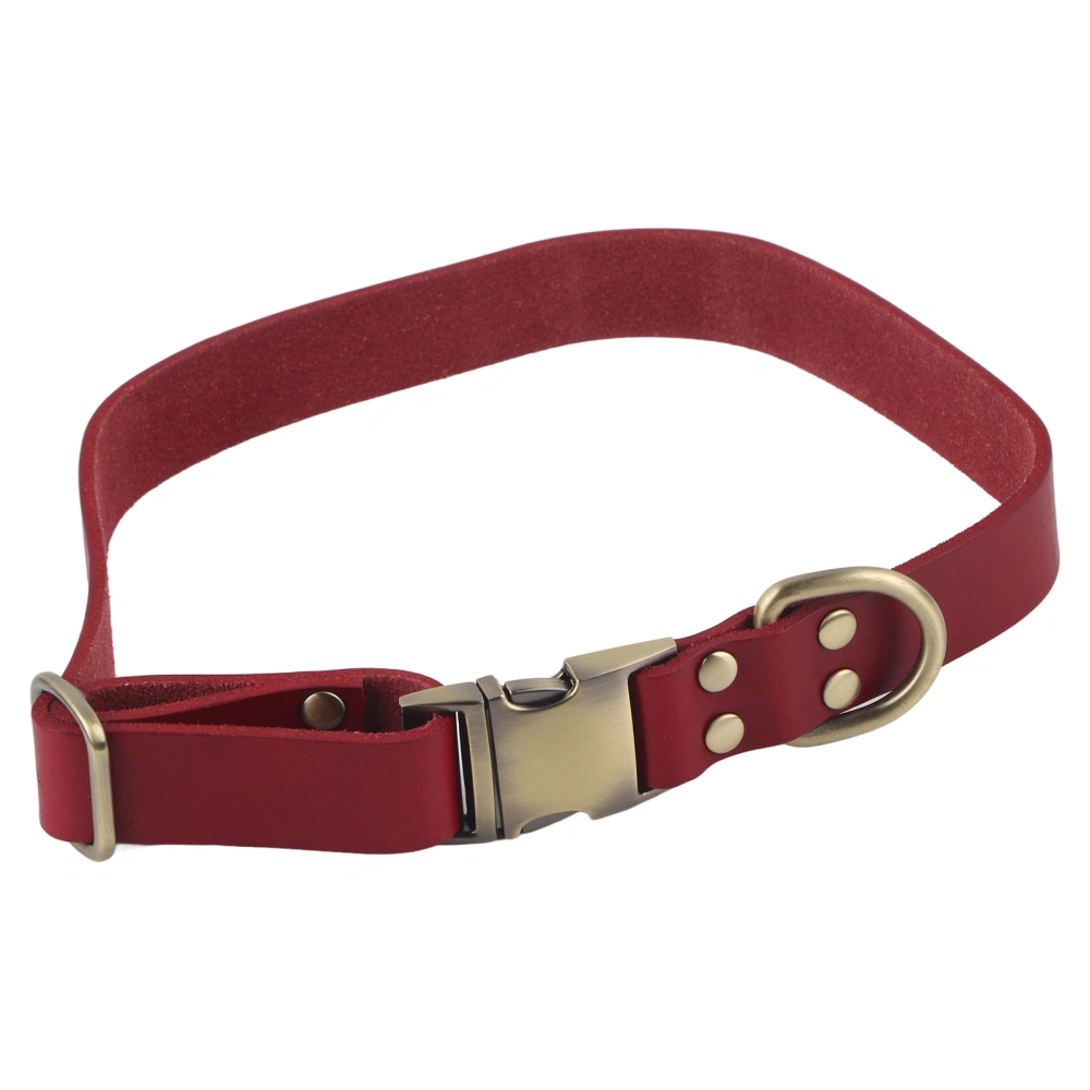 Buyweek Leather Dog Collar Soft Padded Leather Pet Collar with Engraved Buckle for Small Medium Large Cats and DogsRed 31‑50cm / 12.2‑20in