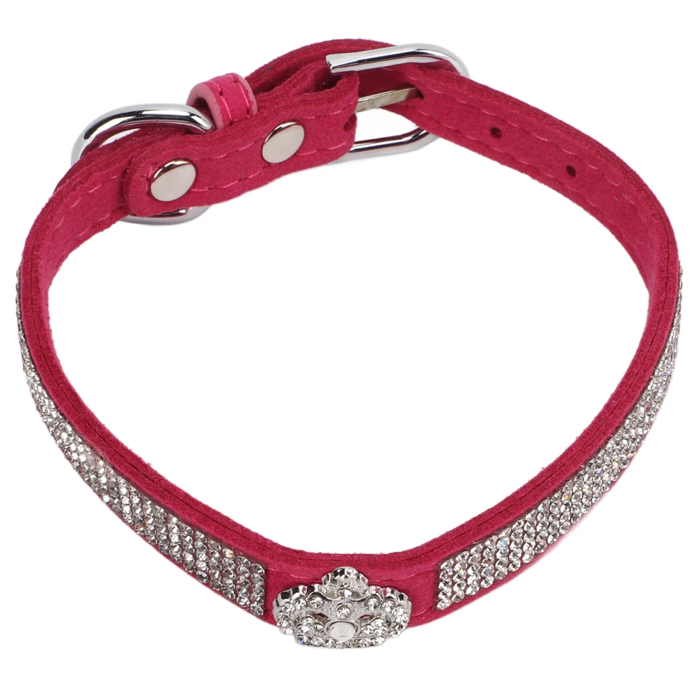 Buyweek Rhinestone Dog Collar Sparkling Crown Diamante Jewelry Pet Collar with Metal Buckle for Dogs and CatsRose Red 51cm / 20in