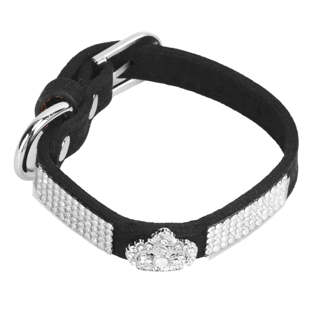 Buyweek Bunny Shiny Rhinestone Collar Small Animal Pet Rhinestone Crown Collar with D Shaped BuckleCrown Black XXS