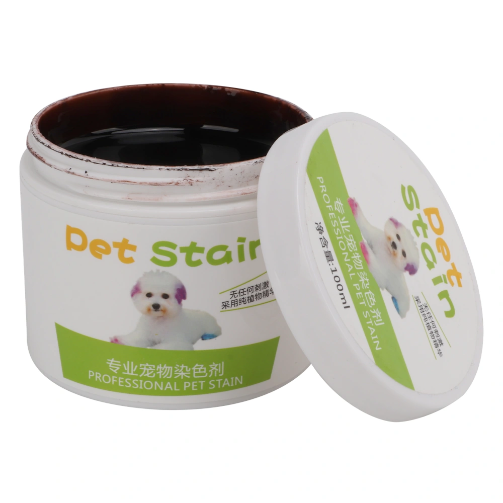 Dog Hair Dye Bright Colors Wide Mouth Design Safe Semi Permanent Dye for Pet Dogs 100gChocolate Brown