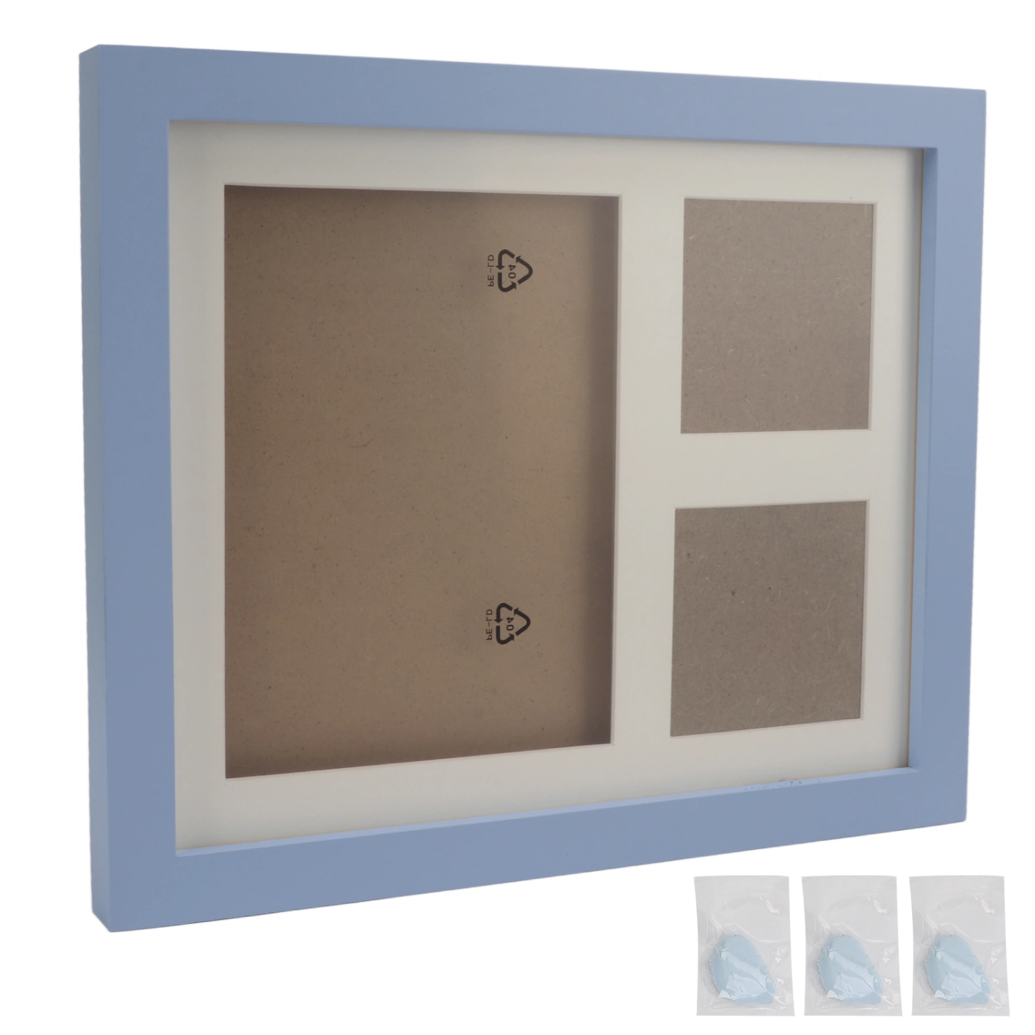Buyweek Dogs Pawprint Keepsake Kit DIY Wooden Photo Frame with Clay for Pet Owners and Memorial KeepsakeQuietly Elegant Blue Mud Blue Photo Frame