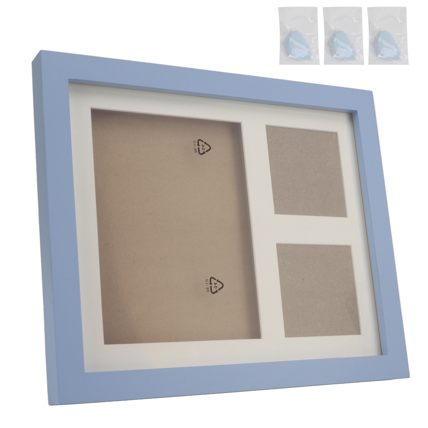 Buyweek Dogs Pawprint Keepsake Kit DIY Wooden Photo Frame with Clay for Pet Owners and Memorial KeepsakeQuietly Elegant Blue Mud Blue Photo Frame