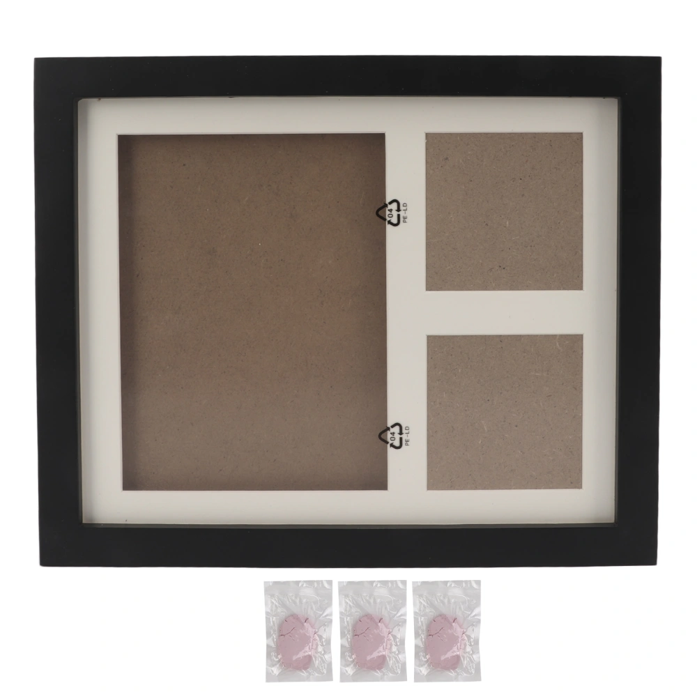 Buyweek Pet Paw Print Commemorative Photo Frame DIY Dog Paw Print Cat Paw Print Inkpad Photo FrameQuietly Elegant Pink Mud Black Frame