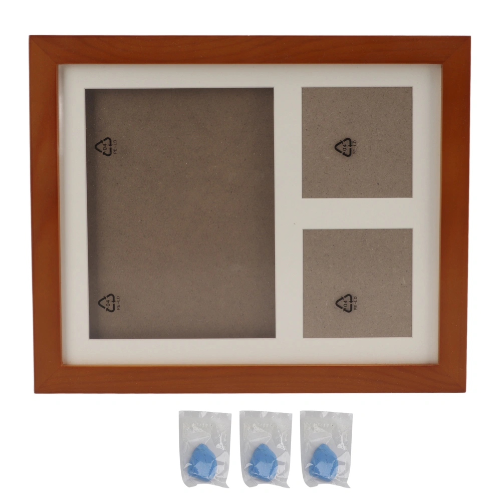 Buyweek DIY Paw Print Picture Frame Natural Wood Desk Pet Clay Mold Memorial Photo Frame for Dogs CatsBlue Clay Coffee Frame