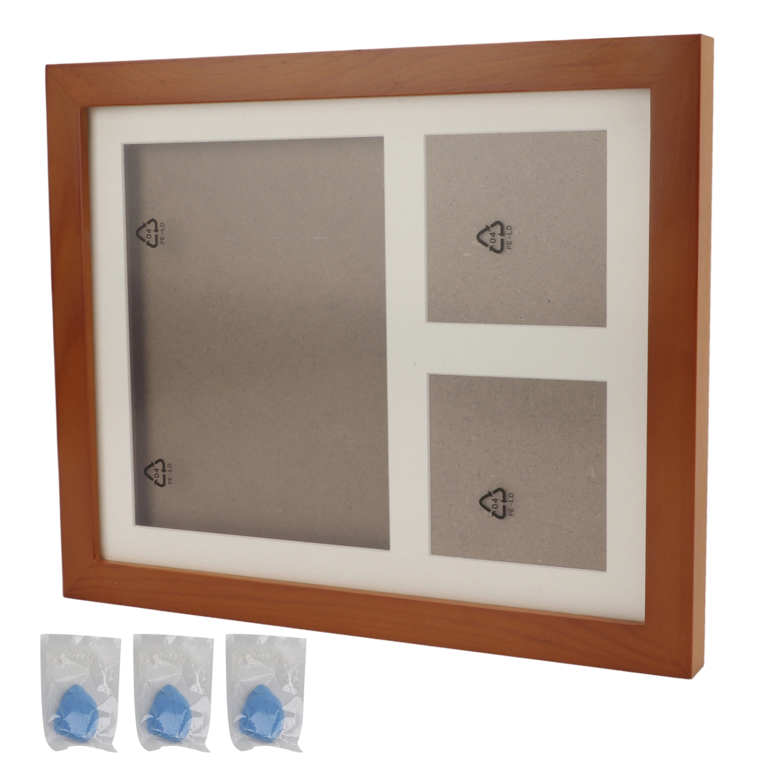 Buyweek DIY Paw Print Picture Frame Natural Wood Desk Pet Clay Mold Memorial Photo Frame for Dogs CatsBlue Clay Coffee Frame