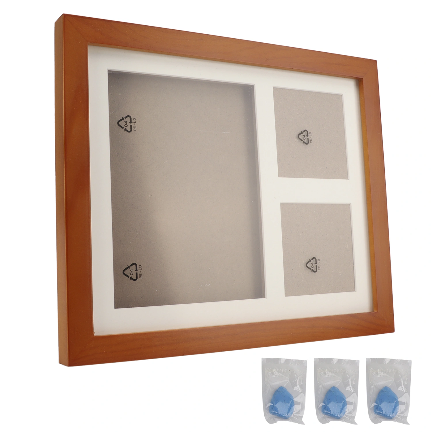 Buyweek DIY Paw Print Picture Frame Natural Wood Desk Pet Clay Mold Memorial Photo Frame for Dogs CatsBlue Clay Coffee Frame