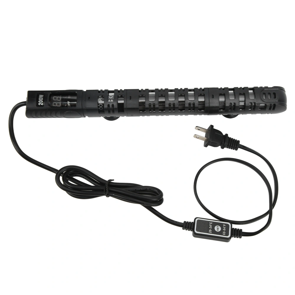 Fish Tank Heating Rod Intelligent LED Temperature Display 200W Aquarium Heater with Suction Cups US Plug 110V‑120V