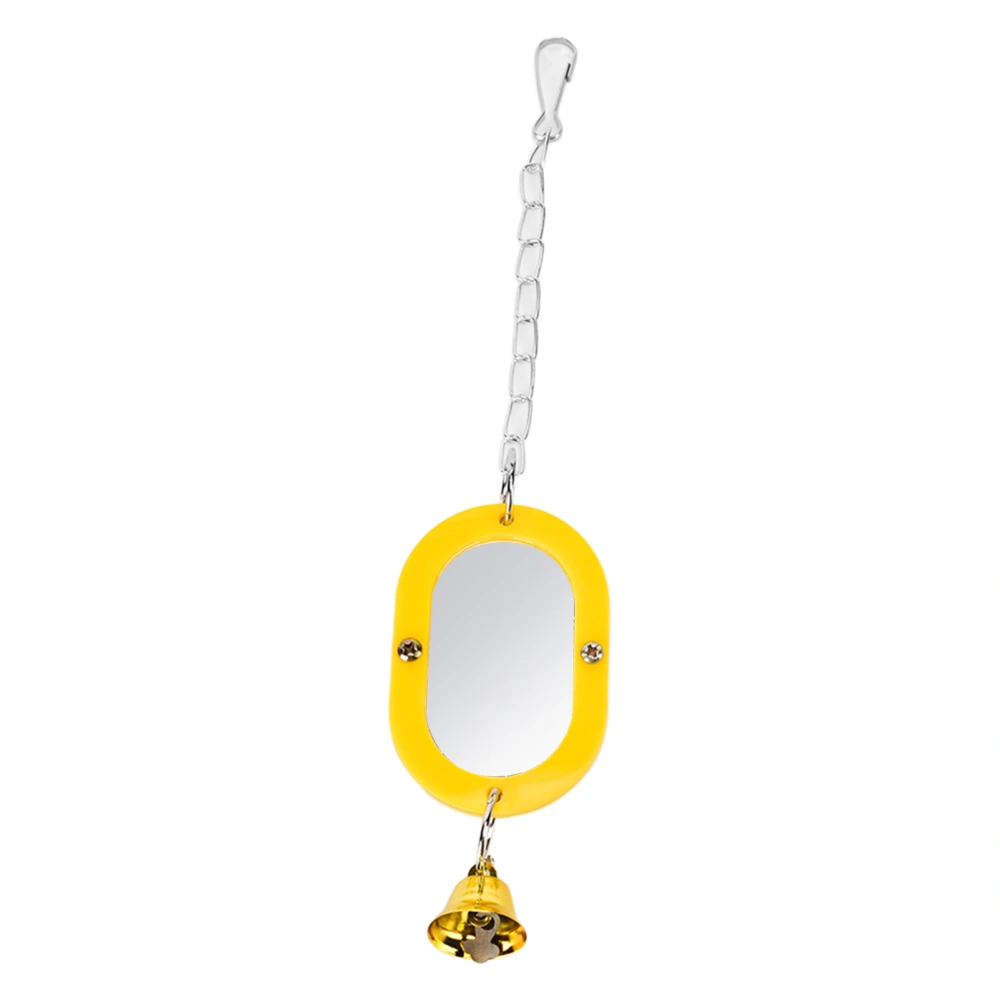 Bird Mirror Stainless Steel Cute Bright Yellow Parrot Mirror Toy with Hook Design for Parakeet Cockatiel Conure Budgie