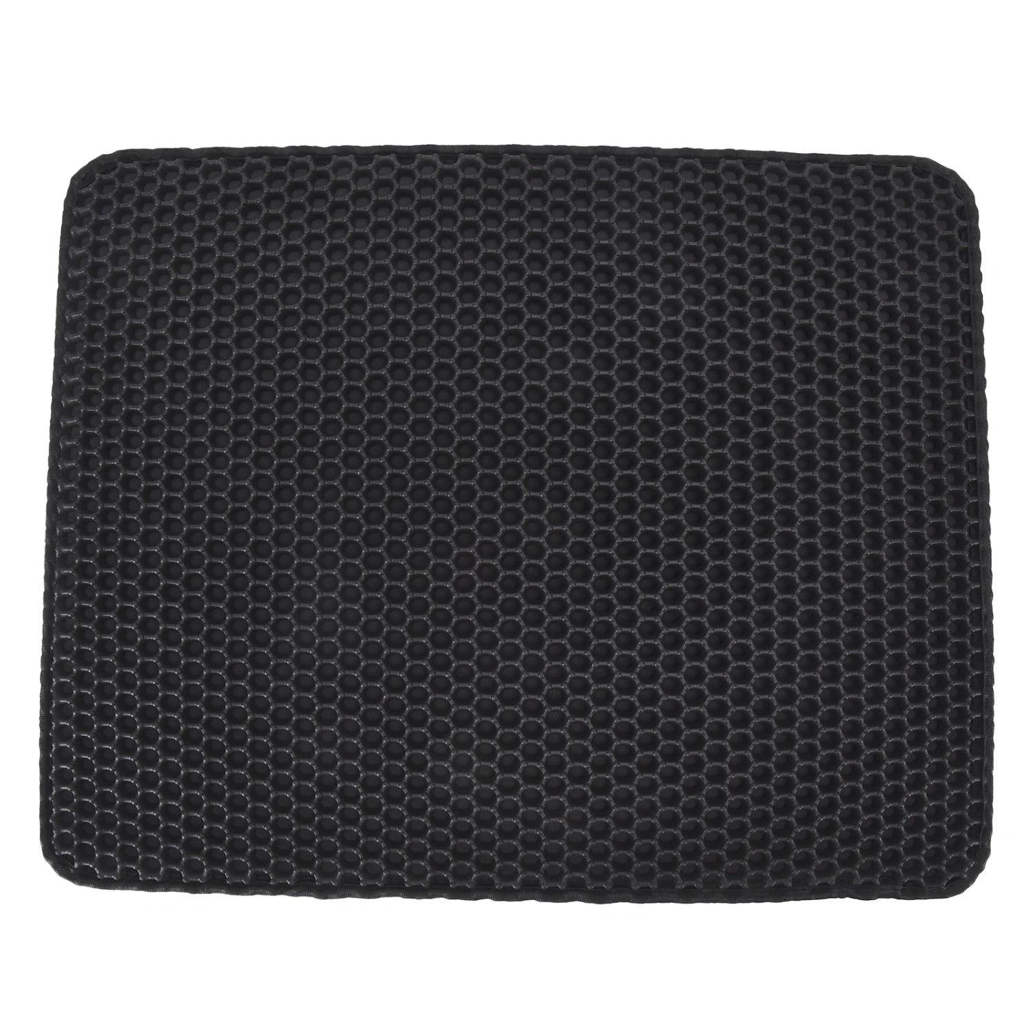 Cat Litter Mat EVA Anti Slip Double Layer Scatter Control Cat Litter Trapping Pad for Cat Litter BoxBlack
