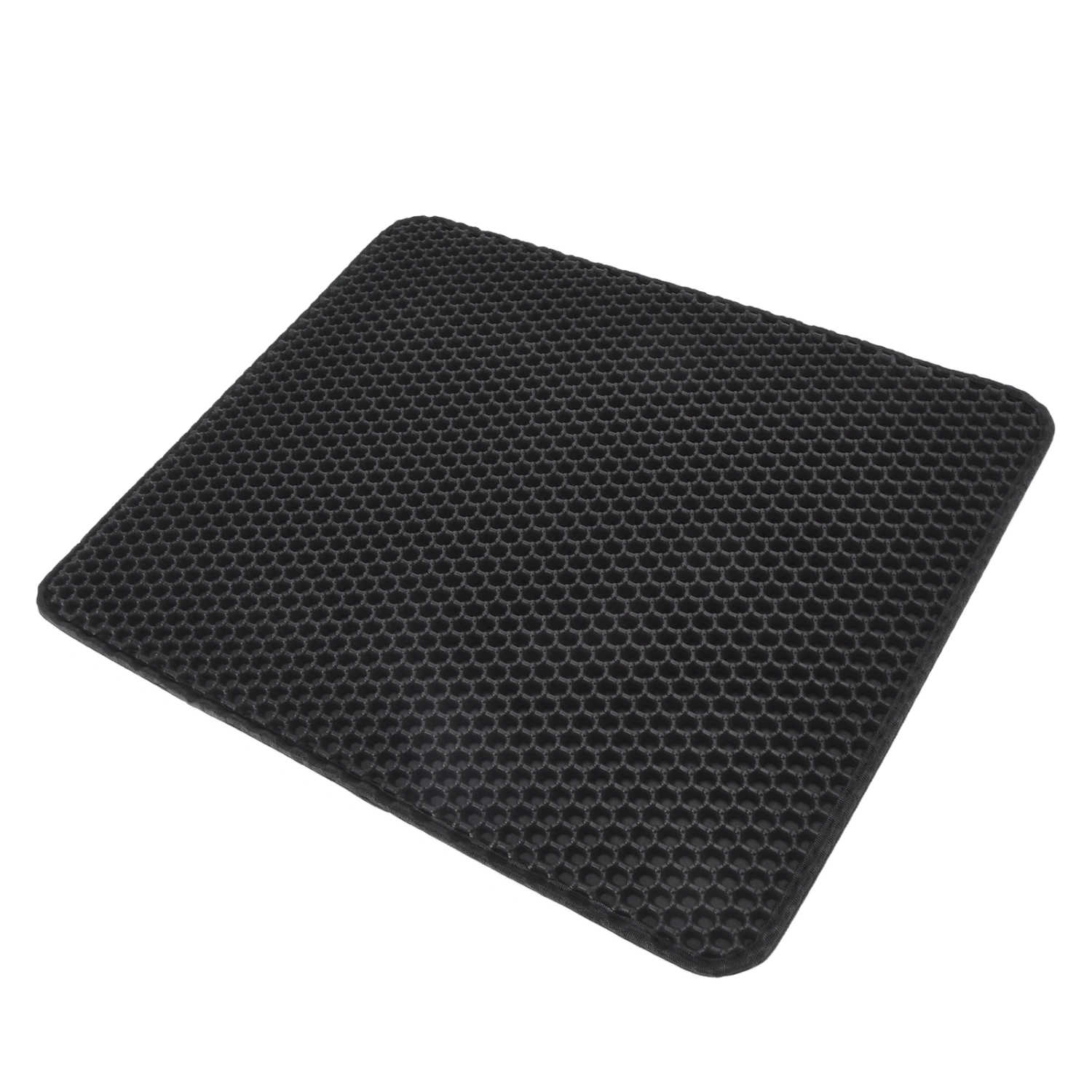 Cat Litter Mat EVA Anti Slip Double Layer Scatter Control Cat Litter Trapping Pad for Cat Litter BoxBlack