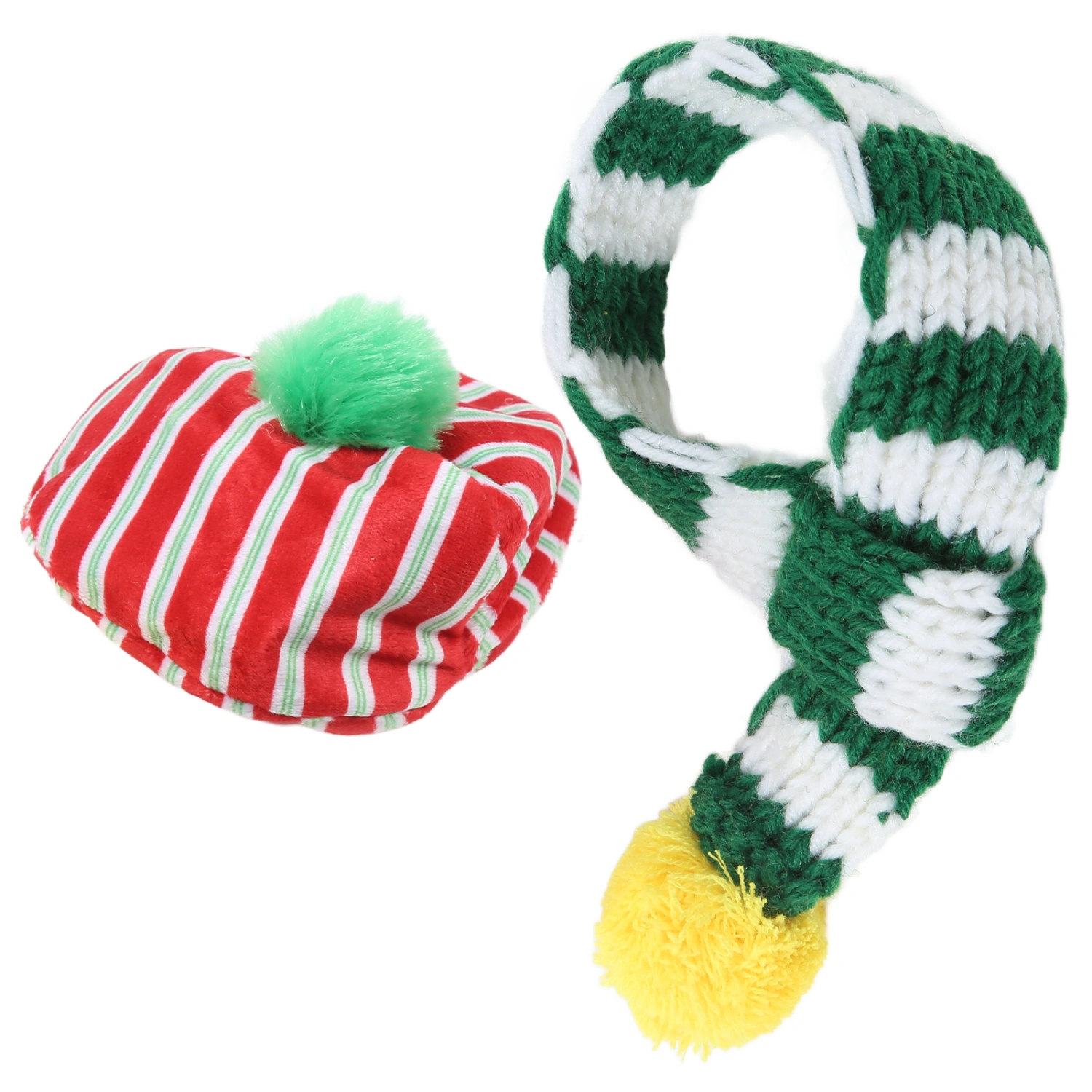 Dog Hat and Scarf Set Dog Christmas Adorable Knitted Hat Set for Pet Cat Dog Small Medium Large Dogs(White Green M)