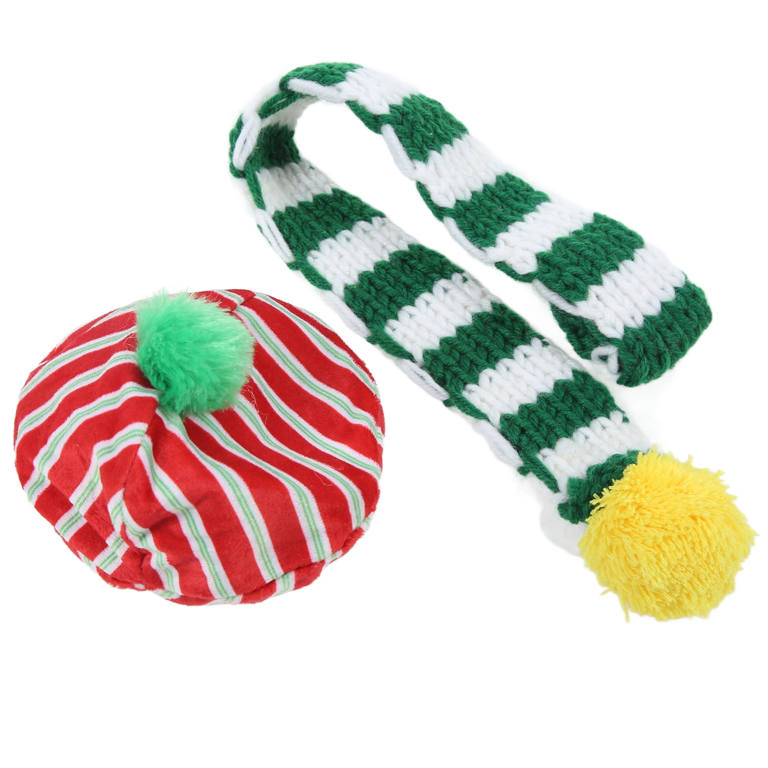 Dog Hat and Scarf Set Dog Christmas Adorable Knitted Hat Set for Pet Cat Dog Small Medium Large Dogs(White Green M)