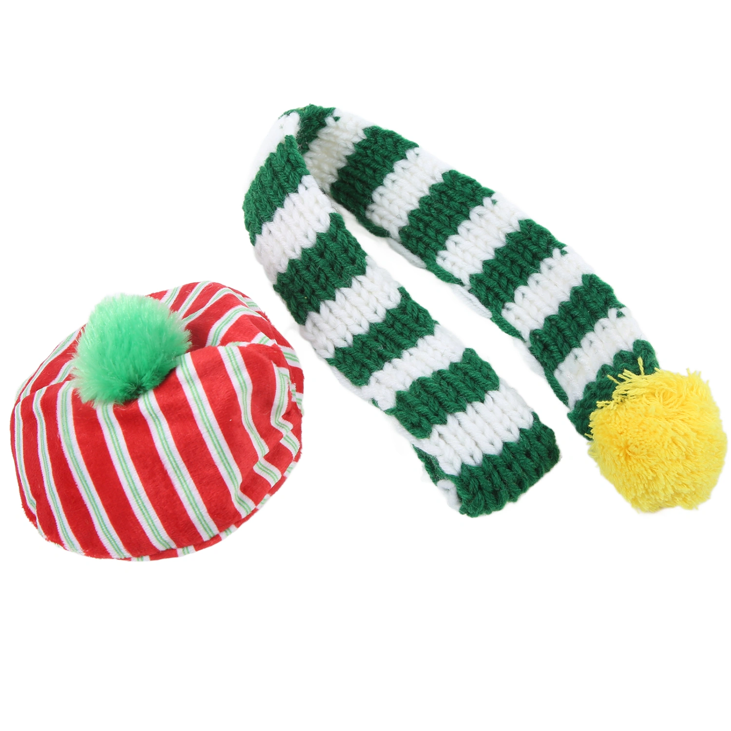 Dog Hat and Scarf Set Dog Christmas Adorable Knitted Hat Set for Pet Cat Dog Small Medium Large Dogs(White Green M)