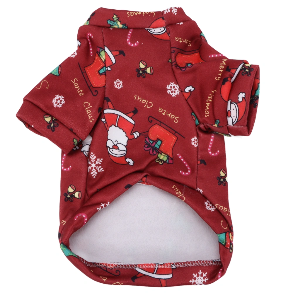 Buyweek Pet Sweater Red Santa Lovely Cartoon Printing Warm Dog Christmas Clothes for Small Pet Christmas CostumeXS