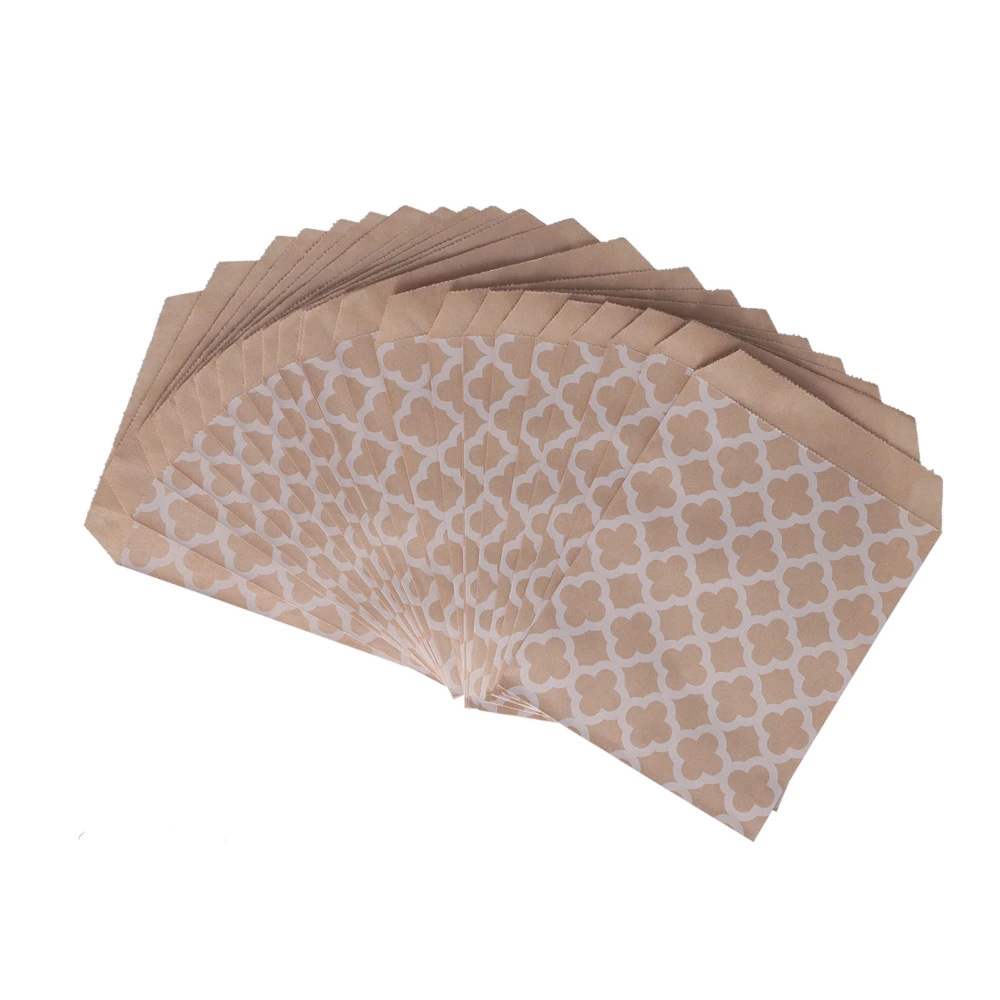 50pcs Paper Candy Bags Disposable Safe Decorative Food Flat Kraft Favor Bags for PartyPlum Blossom (B)