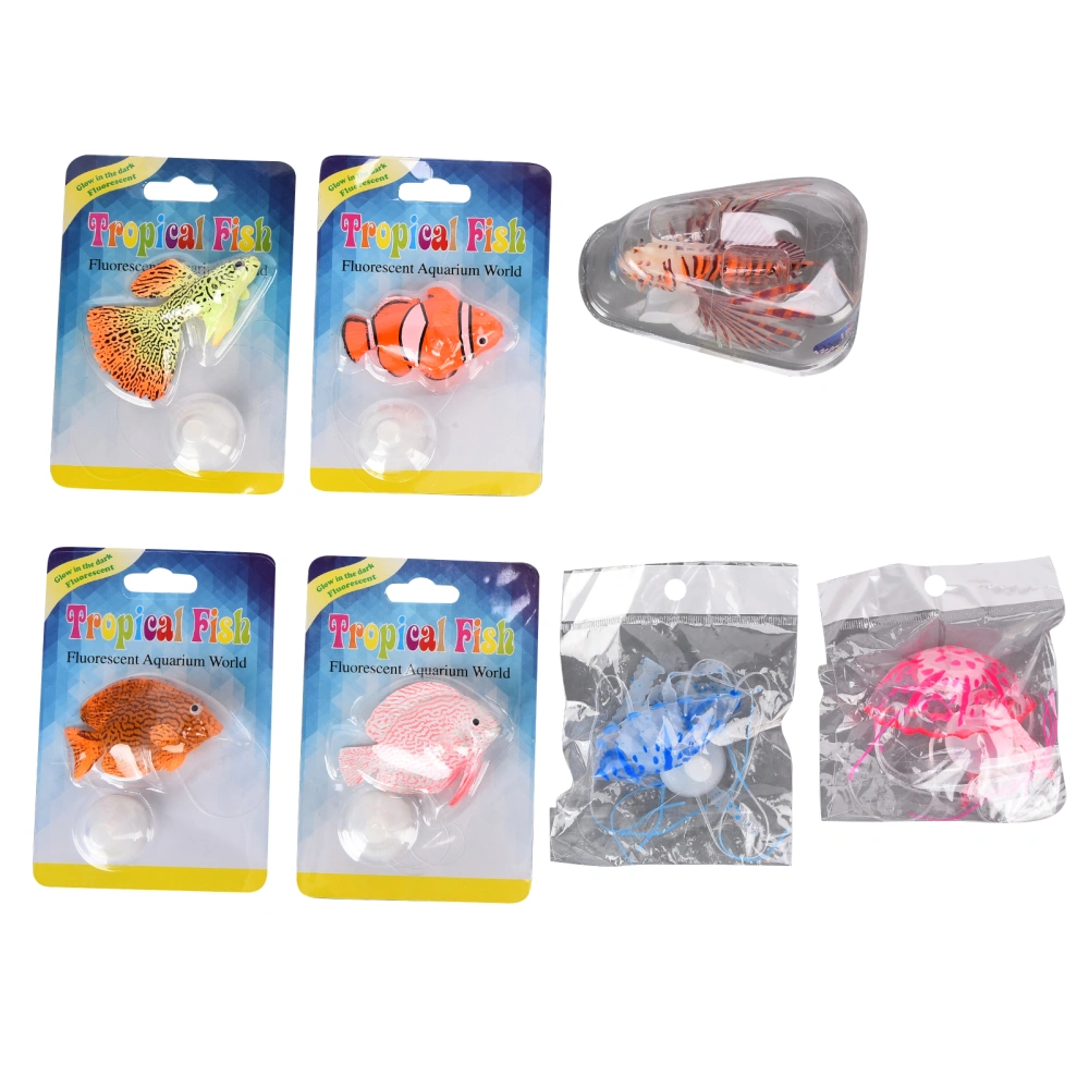 7pcs Fish Tank Floating Decorations Aquarium Colorful Simulation Silicone Fish Ornaments