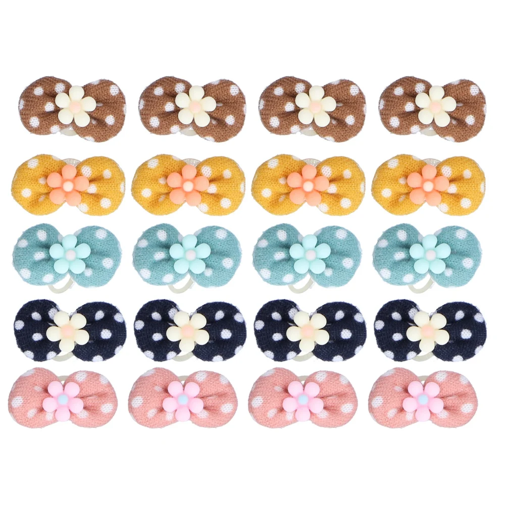 20 Pcs Dog Hair Bows Polyester Colorful Pet Hair Accessories for Dogs Cats Decoration