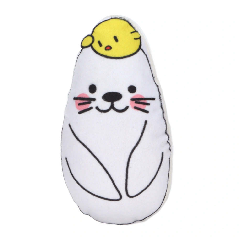 Buyweek Catnip Chew Toy Animal Shaped Plush Catnip Filled Toys Interactive Bite Teething ToyWhite Sea Lion