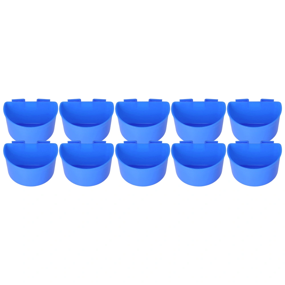 10pcs Pigeons Feeding Cups Safe Plastic Bird Hanging Feeding Dish Cups with Semicircle DesignL Blue