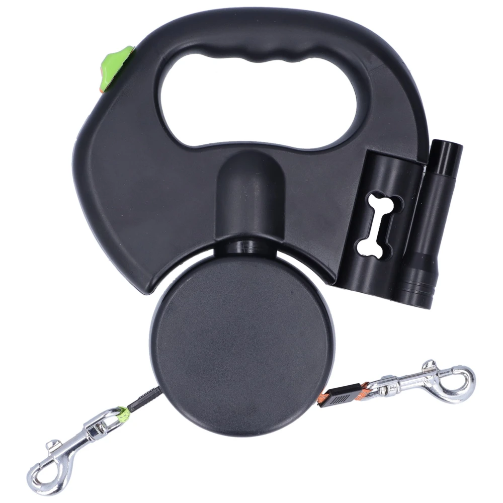 Automatic Retractable Pet Leash 1 Tow 2 Retractable Double Dog Leash with Flashlight and Bag Dispenser