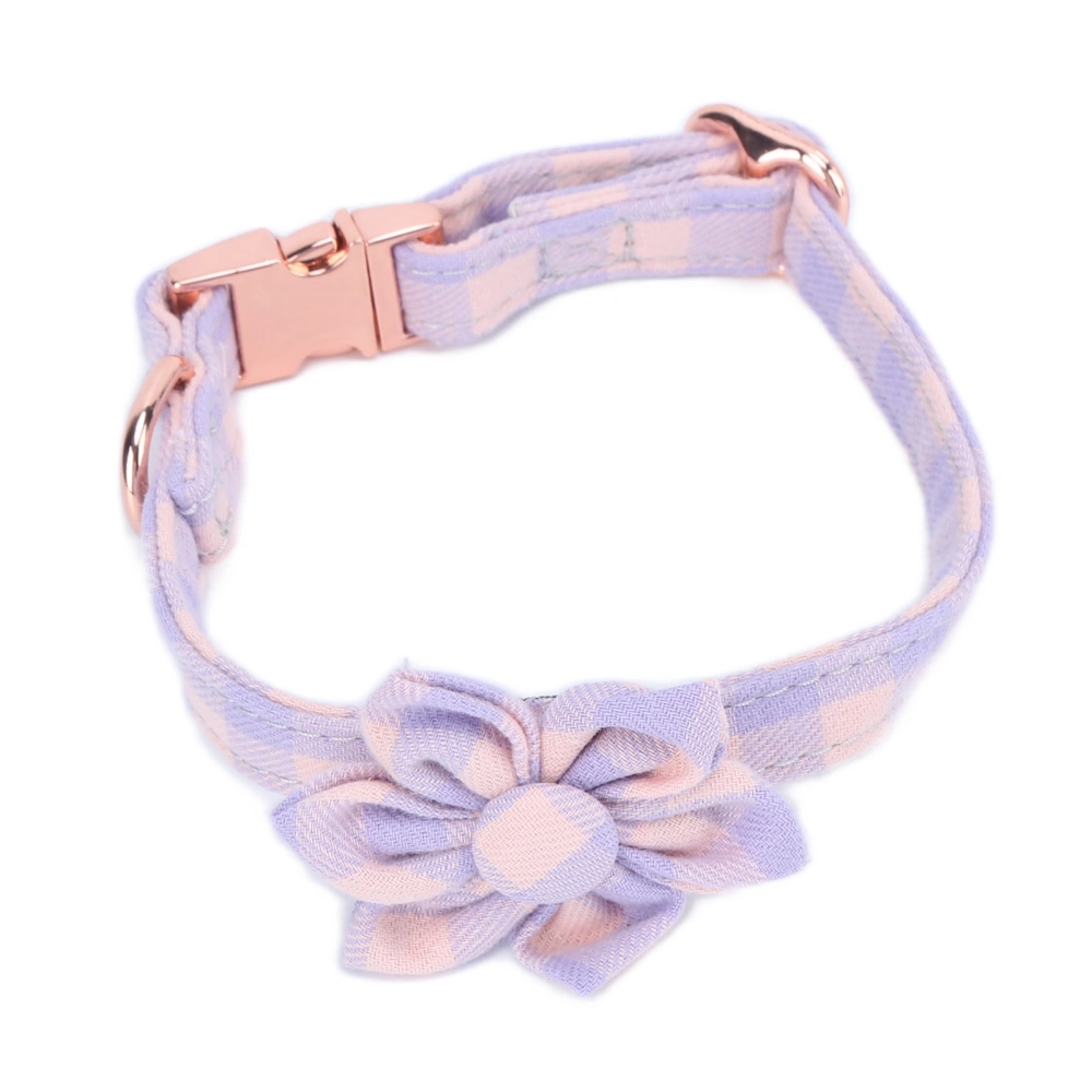 Buyweek Six Petal Flower Pet Collar Adjustable Soft Comfortable Engraved Flower Dog CollarPurple Powder L