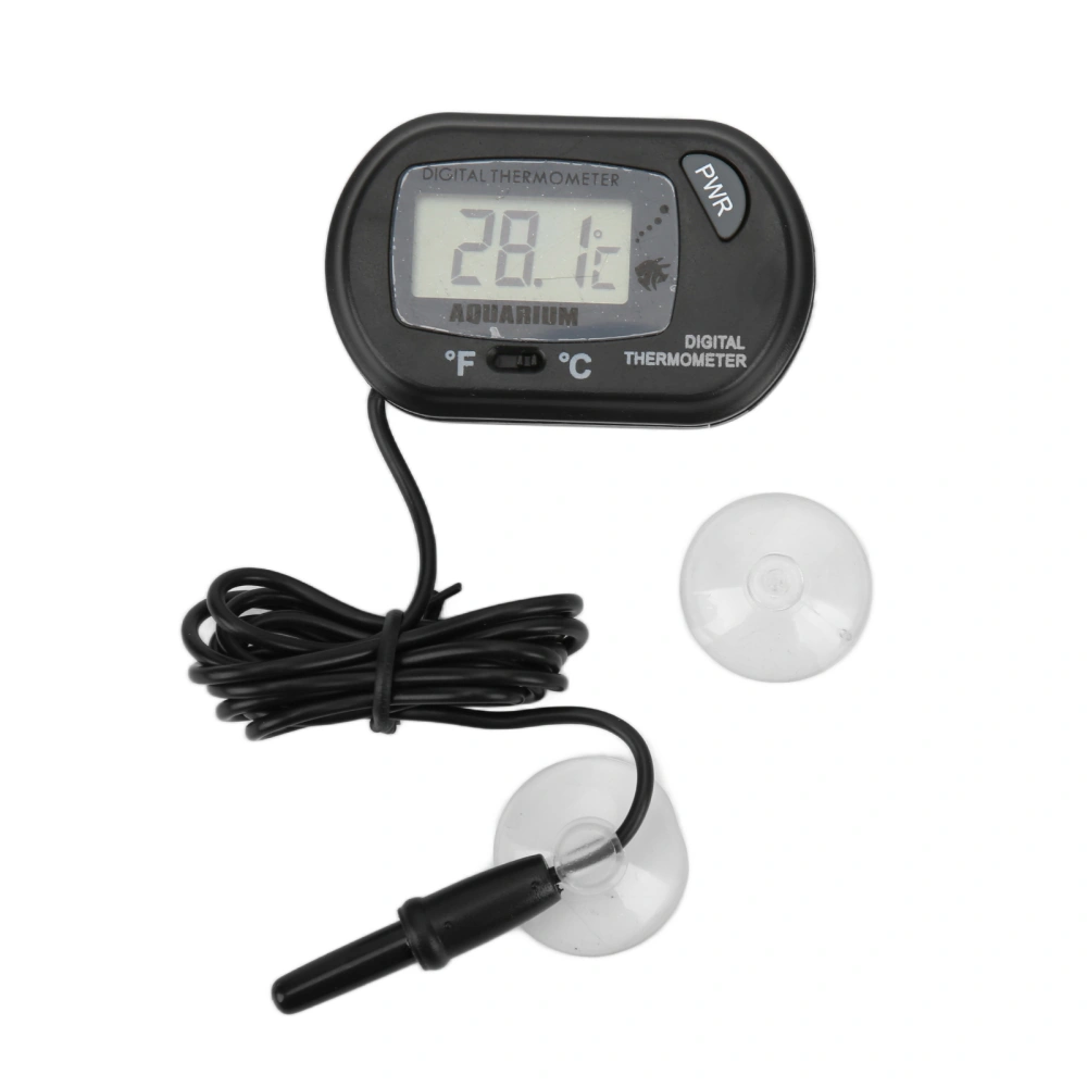 LCD Digital Aquarium Thermometer Fish Tank Water Temperature Meter Wired Controller Black