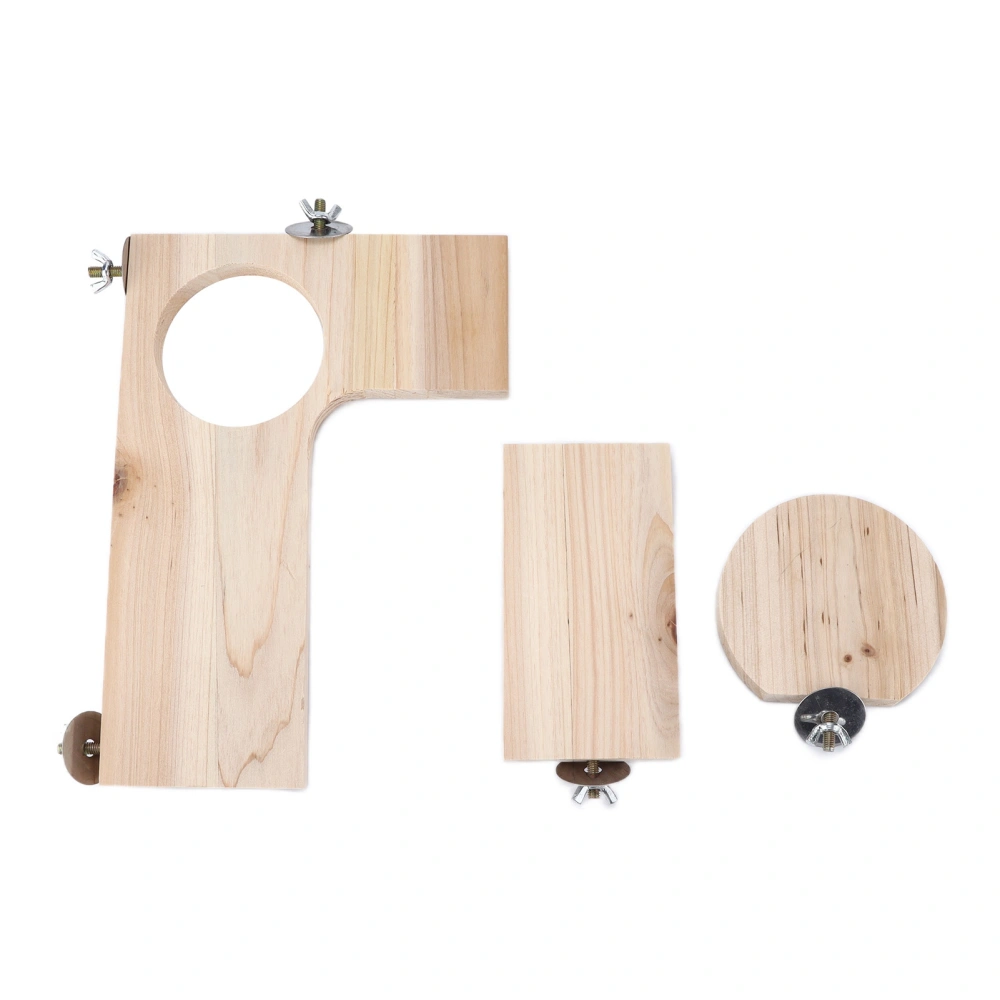 3 Pcs Chinchilla Wooden Platform Set L Shaped Round Hole Wooden Platform for Chinchilla Hamster