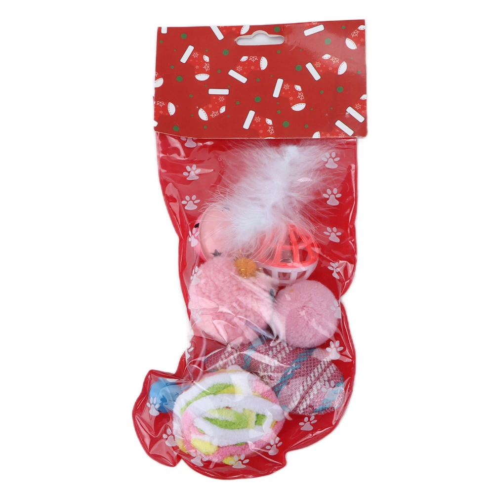 Buyweek Cat Toy Stocking Cat Christmas Plush Stocking Toy Set for Cats of Any Age Period