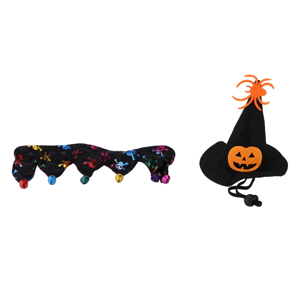 Pet Halloween Pumpkin Hat Adjustable Hat and Collar Christmas Party Costume for Dogs and CatsSkeleton