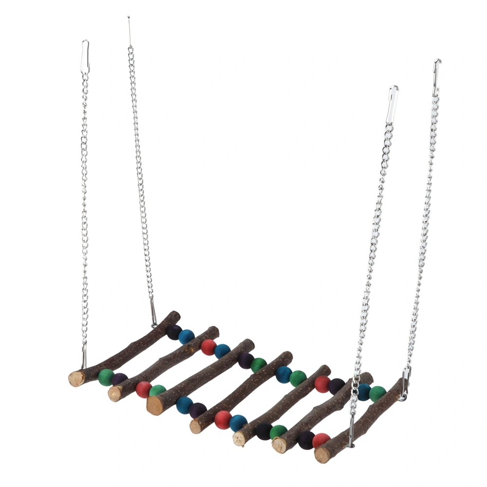 Parrot Swing Suspension Bridge Colorful Beads Wooden Climbing Ladder Toy for Little Bird ParrotDouble Beads Seventh Order