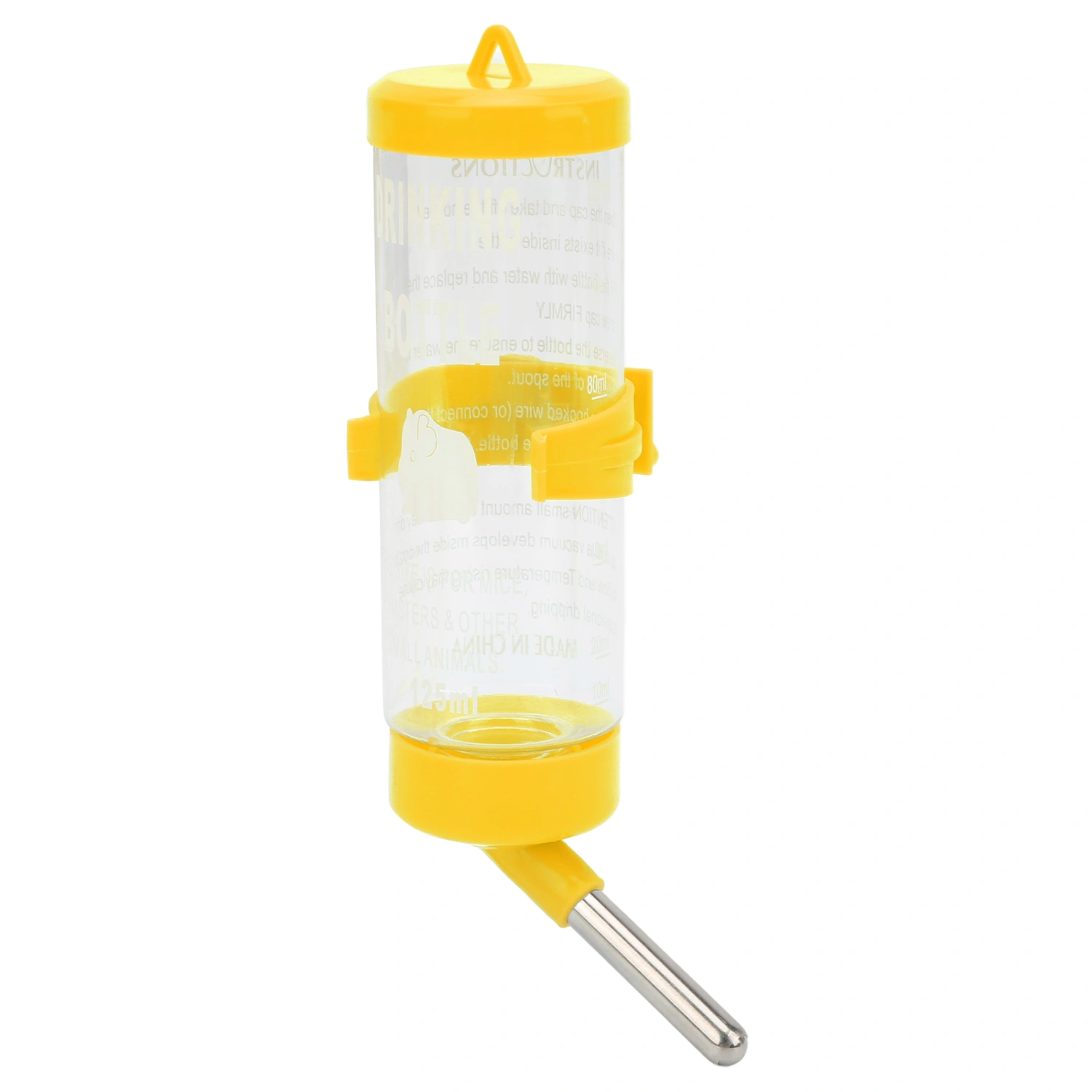 Hamster Water Bottle Dispenser Automatic No Drip Hamster Drinking Fountain for Small AnimalsYellow 125ML