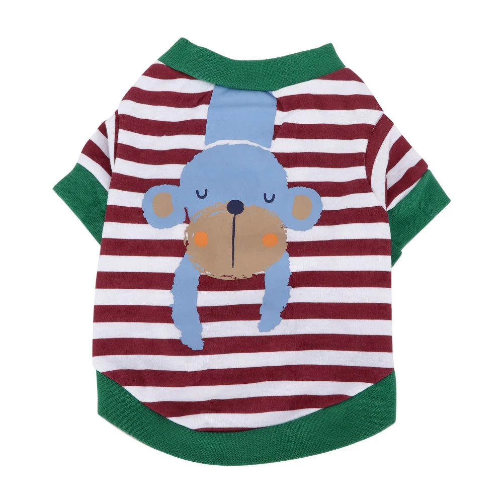 Pets Suit Cartoon Thin Dogs Shirt Stripe Hoodies Autumn and Winter Pet Clothing for Small and Medium PuppyMaroon XS