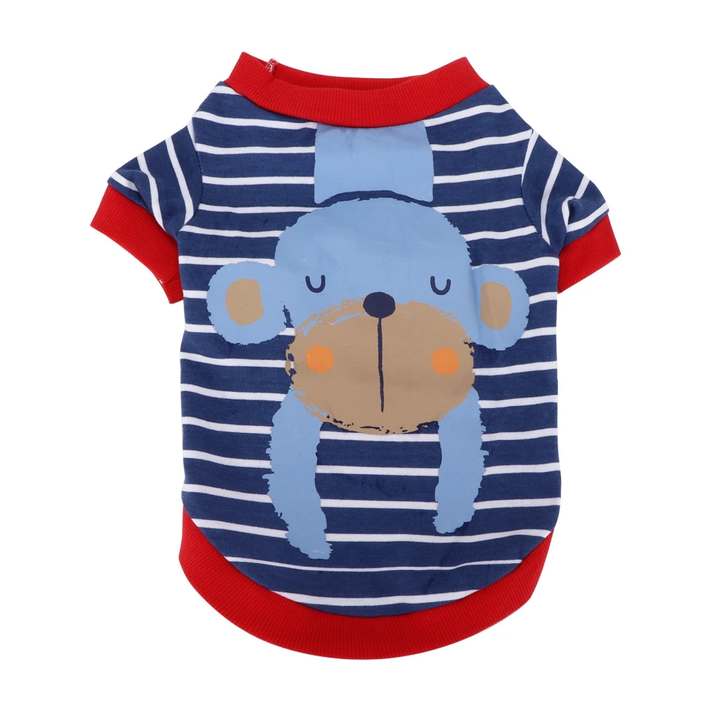 Pets Suit Cartoon Thin Dogs Shirt Stripe Hoodies Autumn and Winter Pet Clothing for Small and Medium PuppyDark Blue S