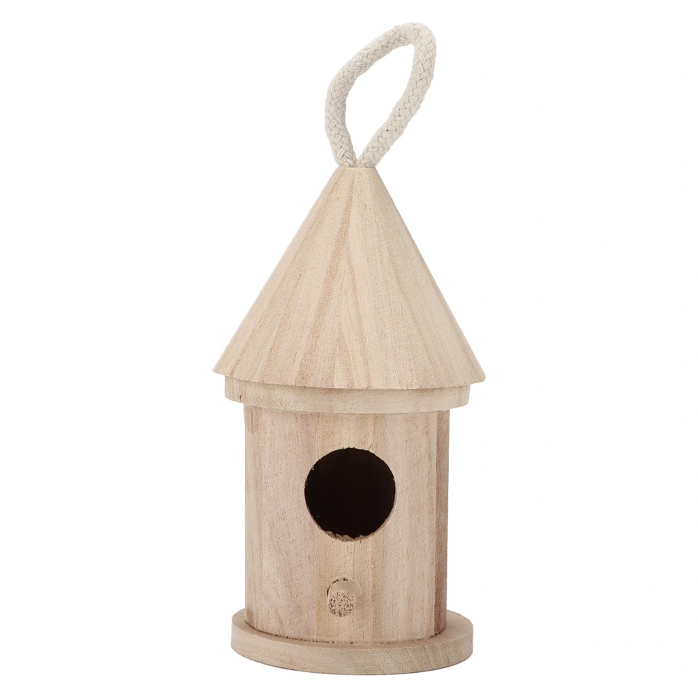 Hanging Round Bird House Wooden DIY Round Bird House for Outdoor Garden DecorationsSmall Size 5 with Rope