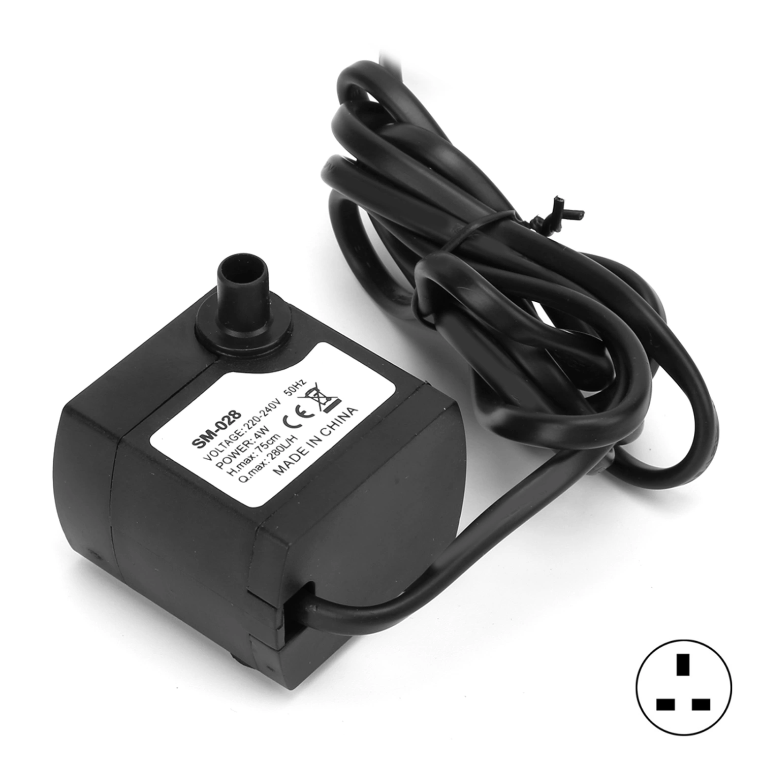 Small Submersible Pump Quiet and WearResistant Fish Tank Fountain Submersible Pump 4W(UK Plug 220V)