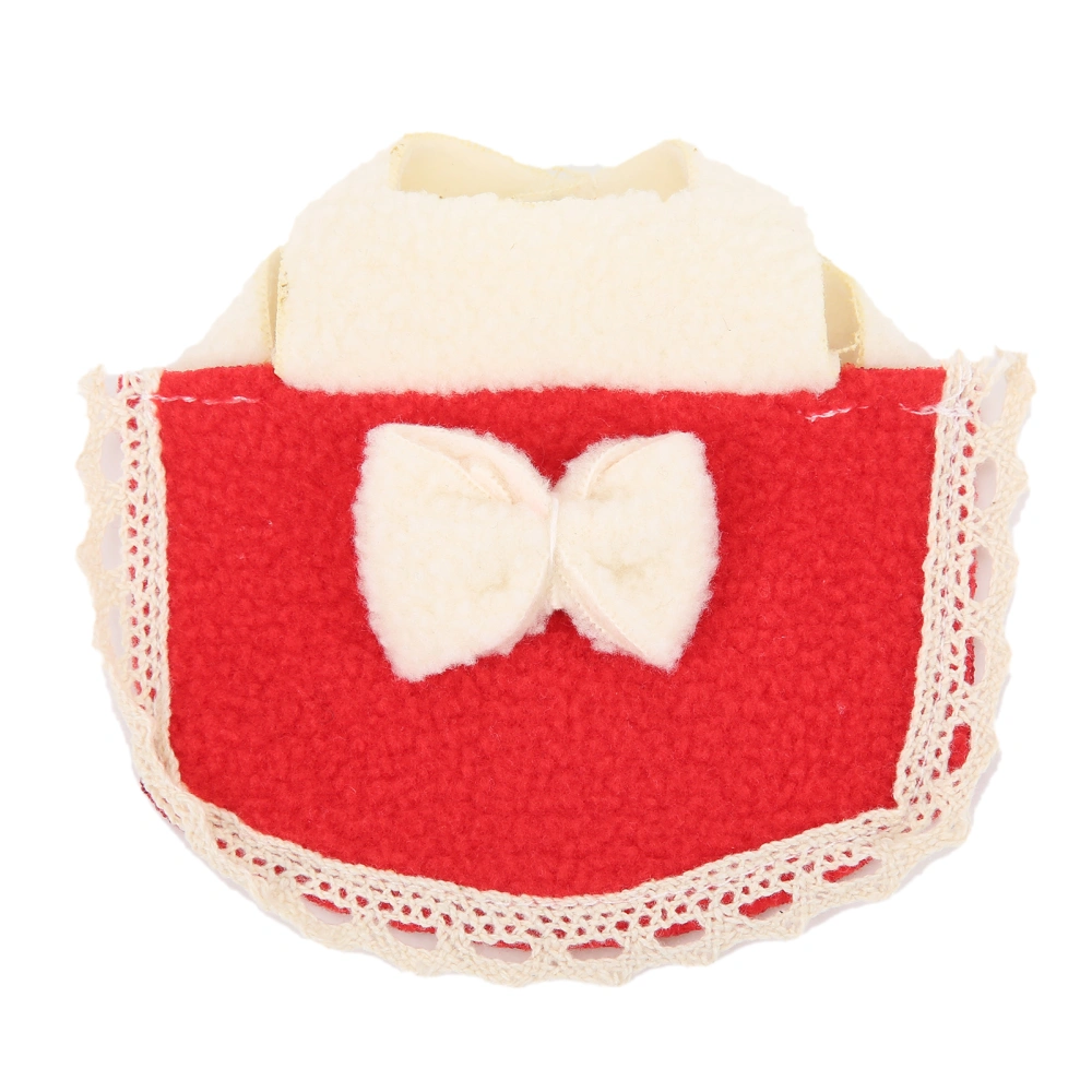 Hamster Cloak Outfits with BowKnot Soft Fleece Mini Pet Clothes for Small Animal(Red L)