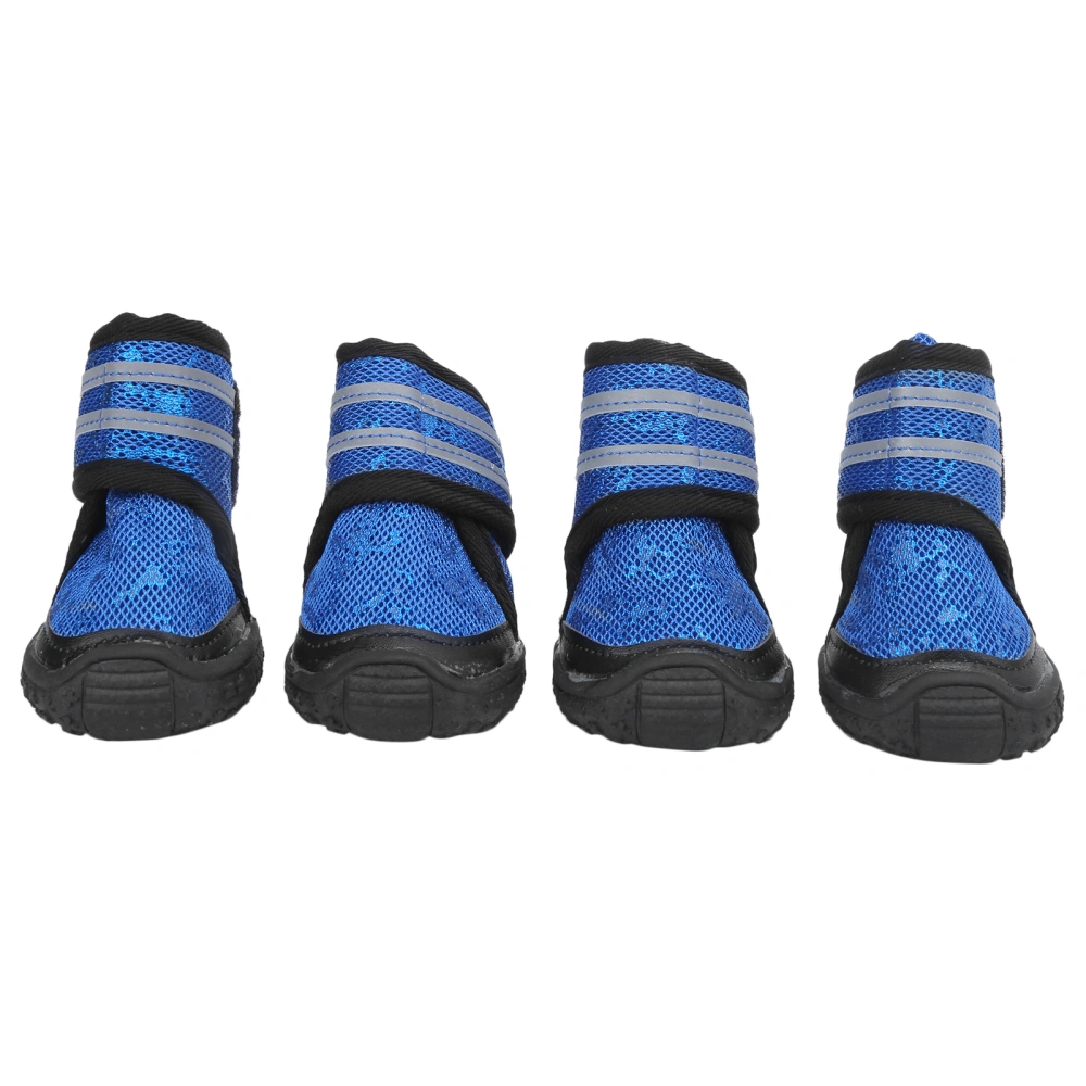 4PCS Pet Shoes AntiSlip Breathable Dog Shoes with Reflective Straps for Small Medium Large Dogs(Blue 9cm 3.5in)