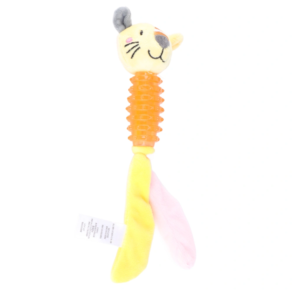 Pet Chewing Toy Plush Molars Training Squeaky Animal Head Shape Toy for Cats and DogsYellow Tiger