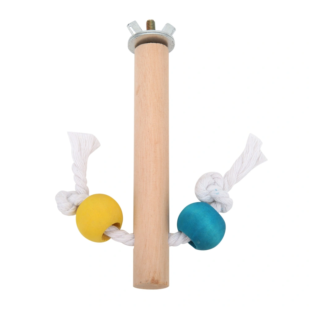 Bird Cage Perch with Colored Beads and Cotton Rope Parrot Chewing Station Stick Toy1.5x10cm