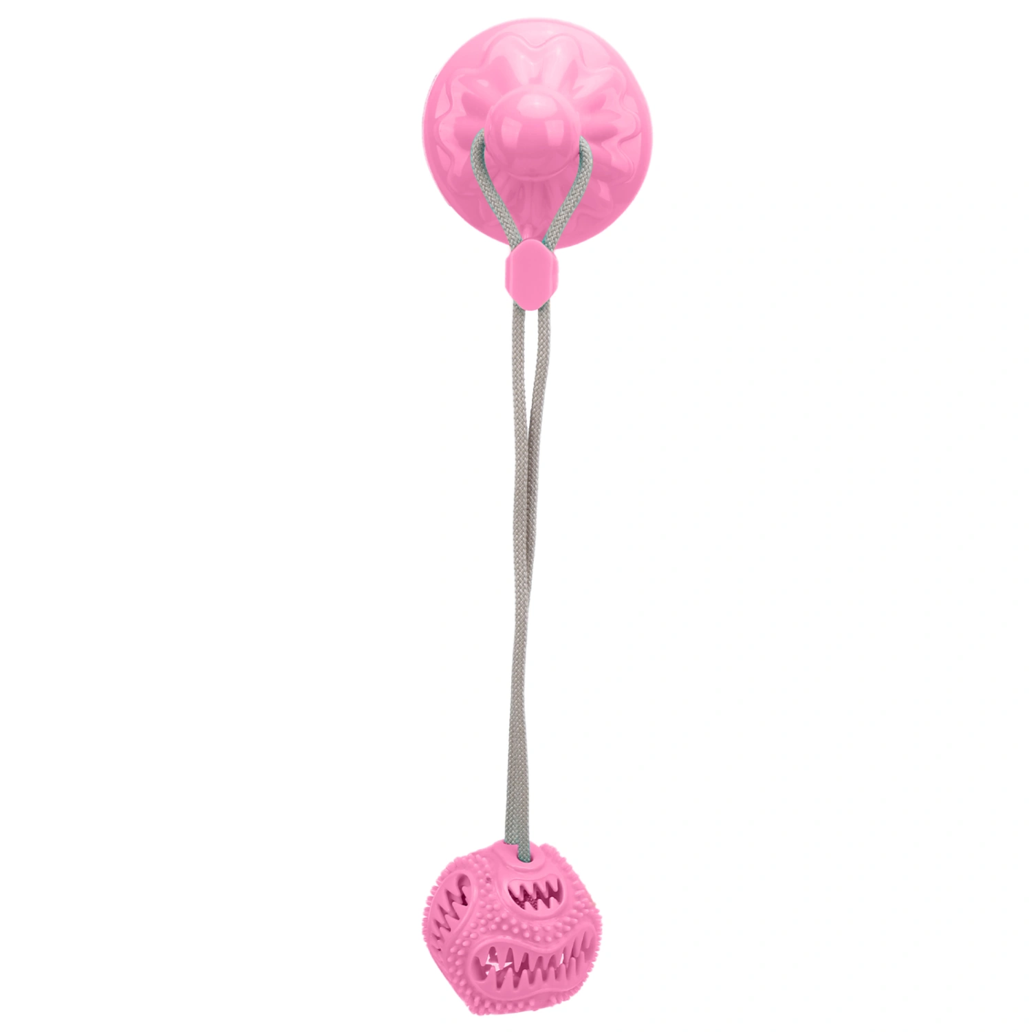 Suction Cup Dog Chewing Toy Molar Spherical Leaker Sucker Bell Dog Rope Ball Toy for DogsPink