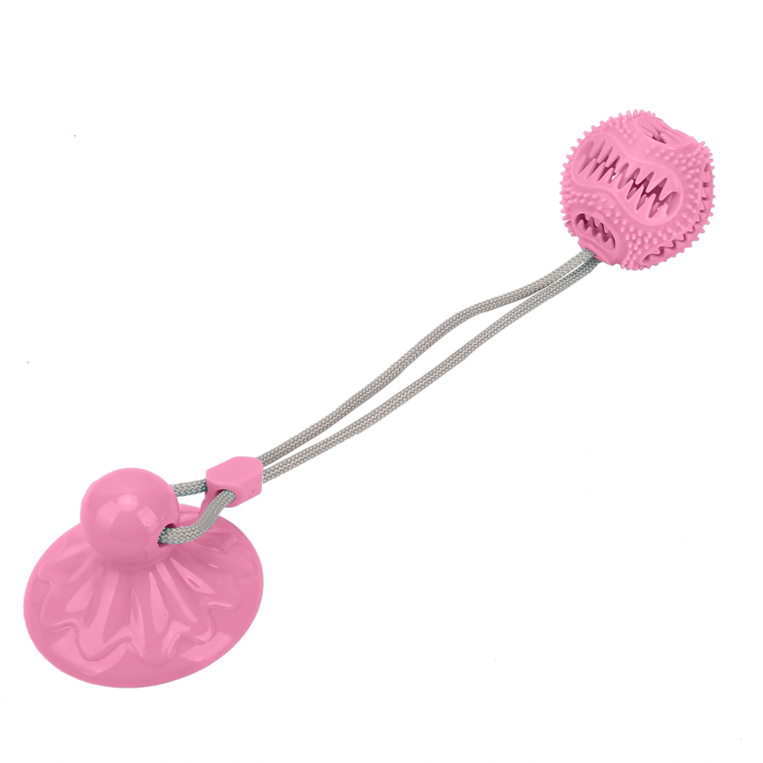 Suction Cup Dog Chewing Toy Molar Spherical Leaker Sucker Bell Dog Rope Ball Toy for DogsPink