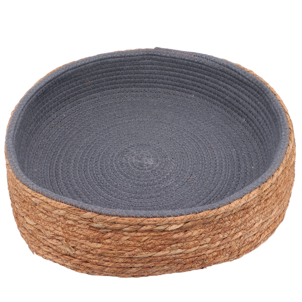 Pet Round Basket Rope Woven Rattan Bed Cat Scratching Bed for Pets Sleeping RestGrey