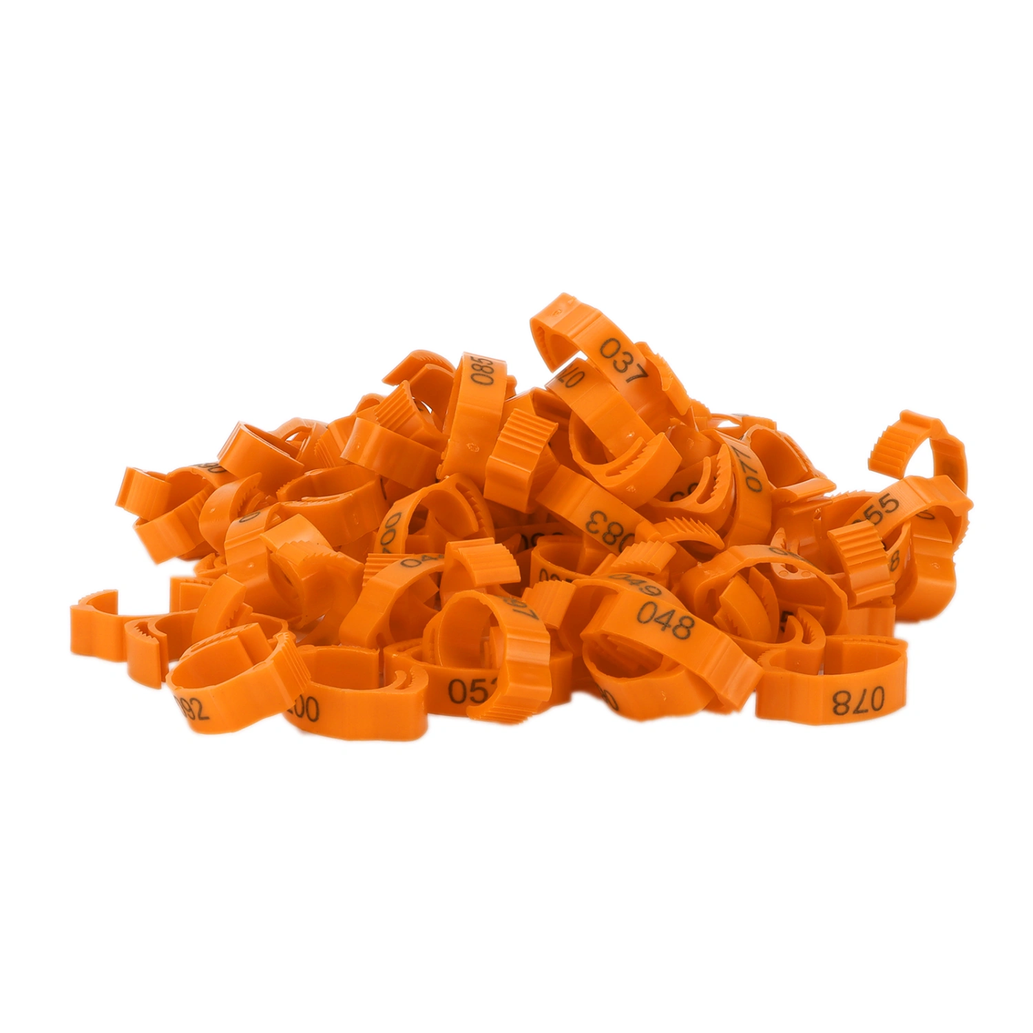 100Pcs Poultry Foot Rings Identification Leg Buckle with Numbers for Chicken Duck BirdOrange