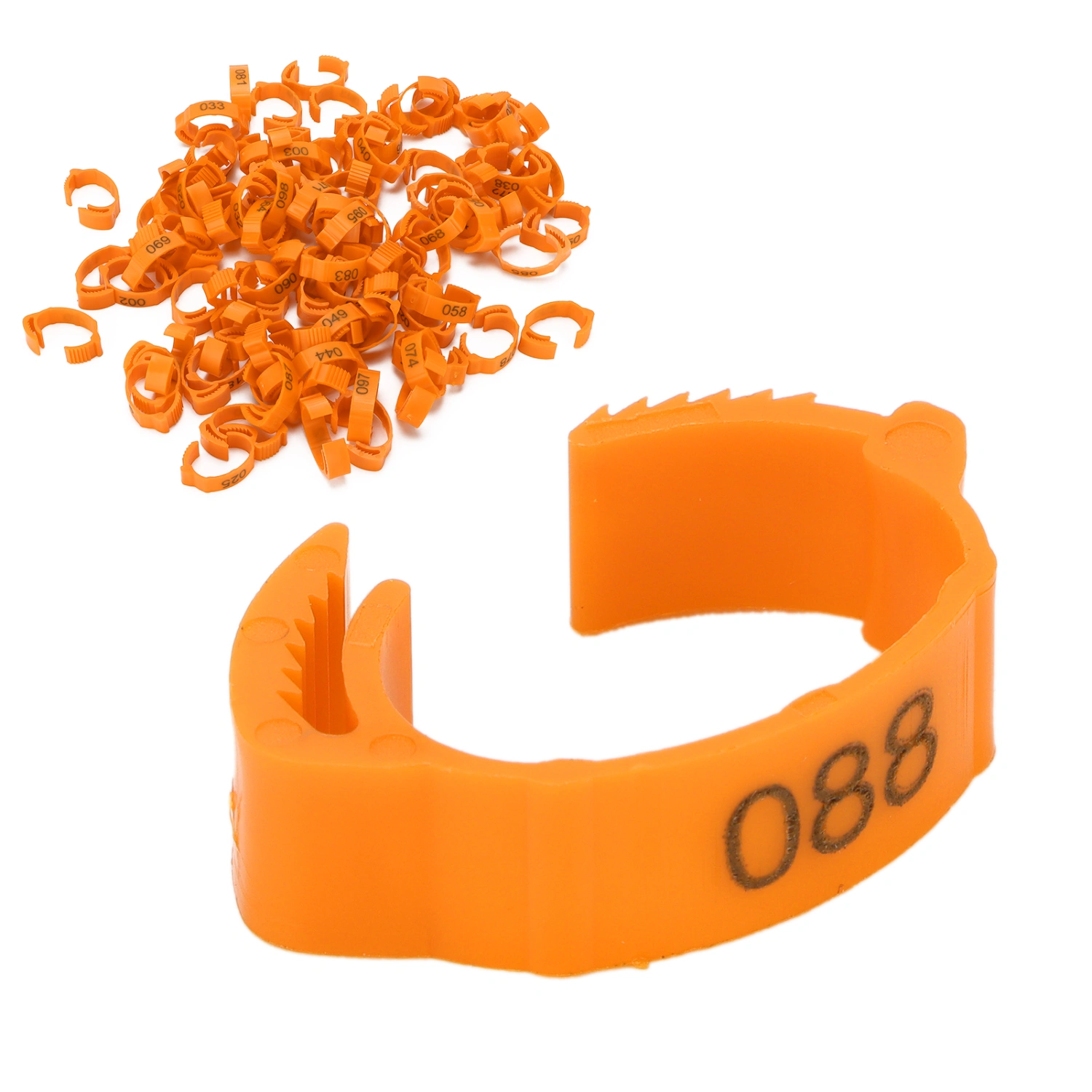 100Pcs Poultry Foot Rings Identification Leg Buckle with Numbers for Chicken Duck BirdOrange