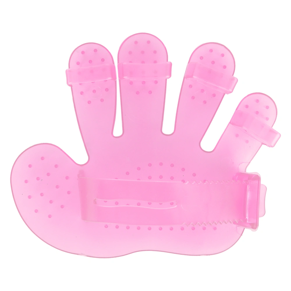 Pet Grooming Gloves Transparent Rubber FiveFinger Grooming Gloves for Bathing Dogs(Pink )