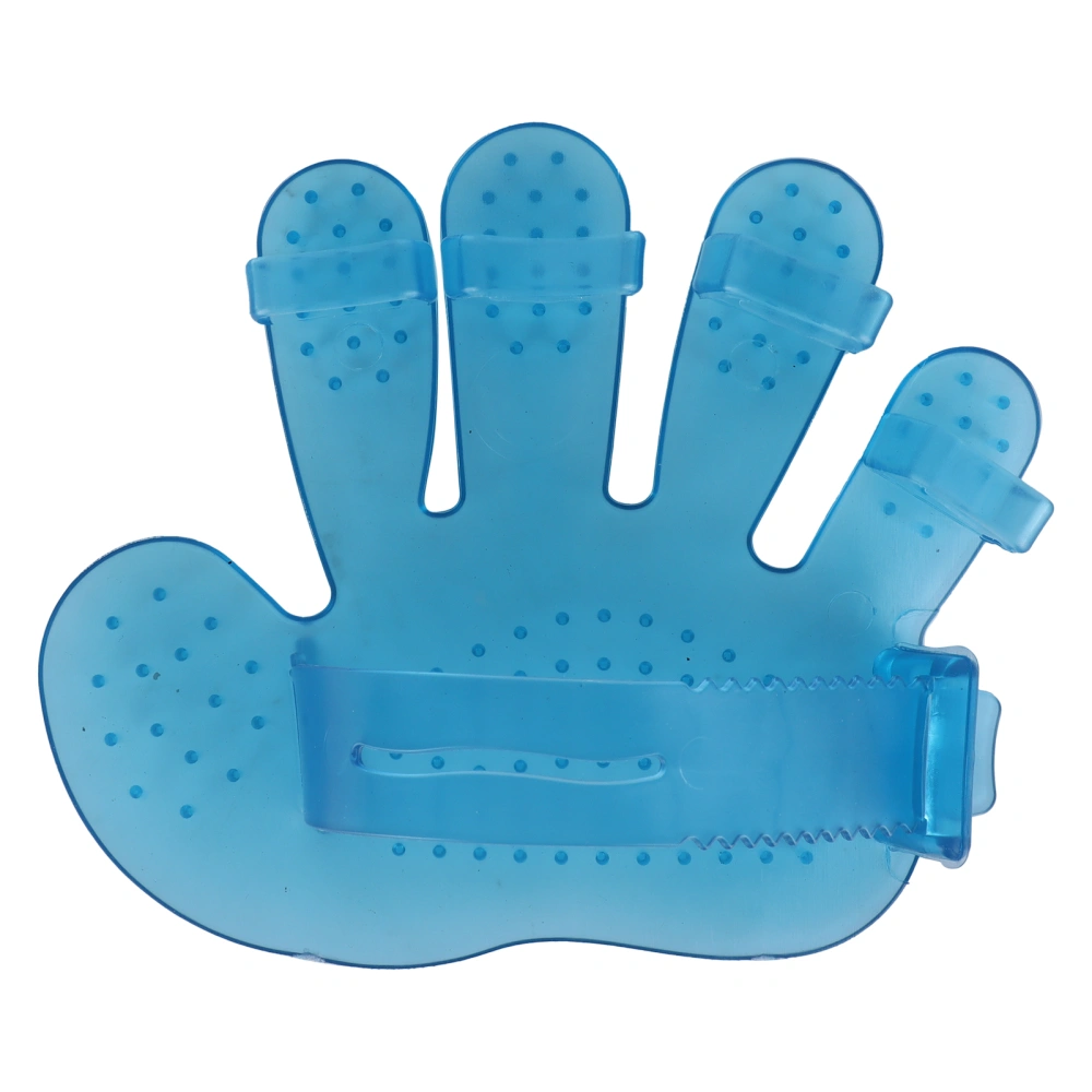 Pet Grooming Gloves Transparent Rubber FiveFinger Grooming Gloves for Bathing Dogs(Blue )